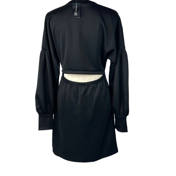 INC Earth International Concepts Medium Dress Long Balloon Sleeves Stretch Black - Picture 4 of 10